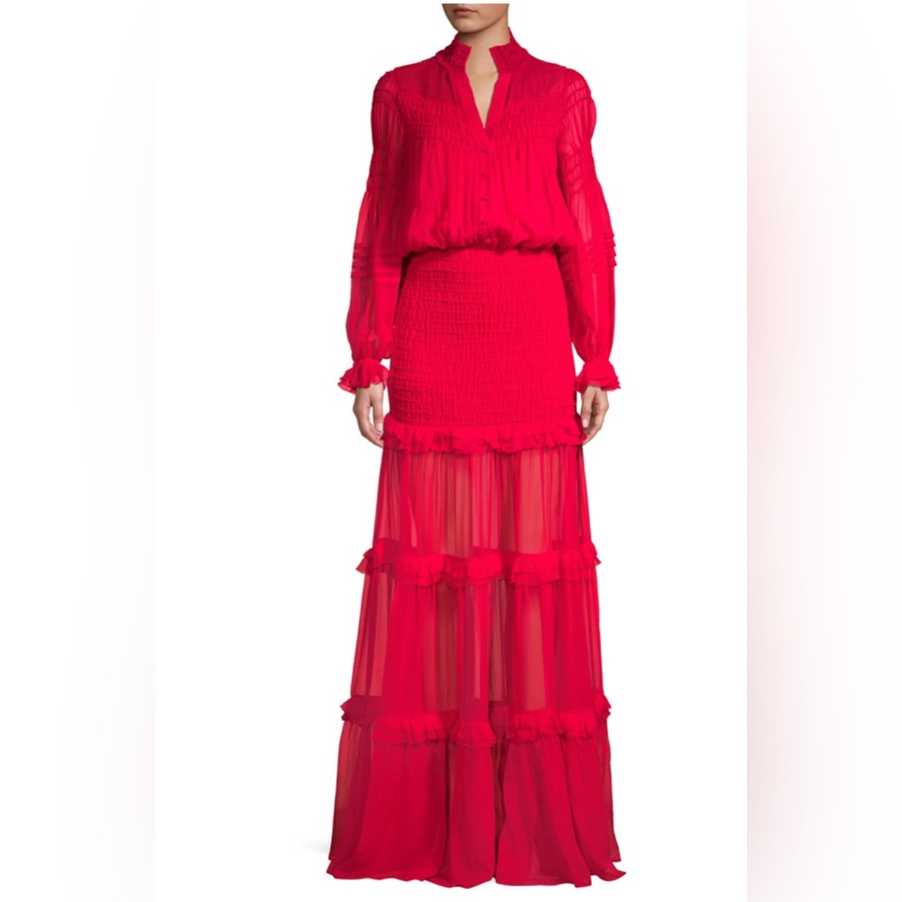 Alexis Sinclair Red Silk Maxi Gown